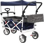 Creative Outdoor Distributor Push Pull Collapsible Folding Wagon Stroller for Kids, with Canopy (Navy) from Creative Outdoor