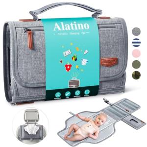 Portable Diaper Changing Pad for Baby, Detachable Travel Changing Pad with Baby Wipes Pocket, Gifts for Baby Shower, Newborn Girls and Boys by Alatino