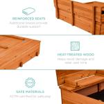 Best Choice Products 47x47in Kids Large Wooden Sandbox for Backyard, Outdoor Play w/Cedar Wood, 2 Foldable Bench Seats, Sand Protection, Bottom Liner - Brown by Best Choice Products