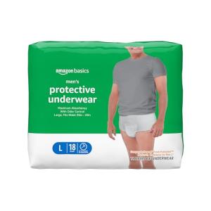 Amazon Basics Incontinence Underwear for Men, Maximum Absorbency, Large, 18 Count, 1 Pack (Previously Solimo) from Amazon.com Services, LLC