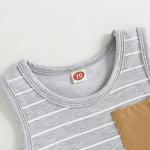 Toddler Baby Boy Summer Outfits Striped Sleeveless Tank Tops and Stretch Casual Shorts Pocket Set Cute Newborn Clothes (Gray, 12-18 Months) from allshope