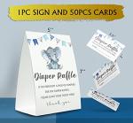 Diaper Raffle Sign,Diaper Raffle Baby Shower Game Kit (1 Standing Sign + 50 Guessing Cards),Elephant Bunting Raffle Insert Ticket,Baby Showers Decorations,Card for Baby Shower Game to Bring a Pack of Diapers-N05 from 
