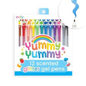 OOLY, Yummy Yummy Scented Glitter Gel Pens, Set of 12, Multicolor Pens for Arts and Crafts, Cute School Supplies for All Ages, Works on Black and White Paper, Great for Journal and Stationary by OOLY