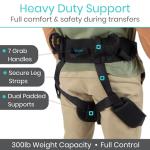 Vive Heavy Duty Transfer Belt with Leg Straps - Quick Release Gait Belts for Seniors - Adjustable Bed, Walk and Stand Assist Aid with Handles - Physical Therapy Mobility Aid for Elderly (Black) by Vive Health