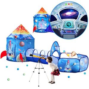 3pc Kids Play Tent for Boys with Ball Pit, Crawl Tunnel, Rocket Ship Tents for Toddlers, Baby Space World Playhouse Toys, Boys Indoor& Outdoor Play House, Perfect Kidâs Gifts (3PC Rocket Play Tent) from Dongguan Sainuo Outdoor Gear Co., Ltd