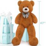 Toys Studio Giant Teddy Bear Plush Stuffed Animals for Girlfriend or Kids 47 inch, (Dark Brown) by Toys Studio