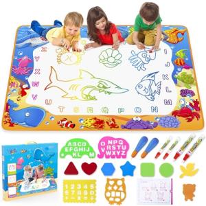 Water Doodle Mat - Kids Painting Writing Doodle Toy Mat - Color Doodle Drawing Mat Bring Magic Pens Educational Toys for Age 2 3 4 5 6 7 Year Old Girls Boys Age Toddler Gift from Toyk