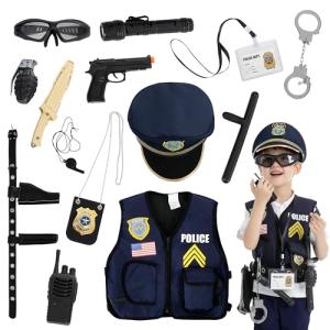 JOYIN 14 Pcs Police Pretend Play Toys Hat and Uniform Outfit for Halloween Dress Up Party, Police Officer Costume, Role-playing from Joyin,Inc.