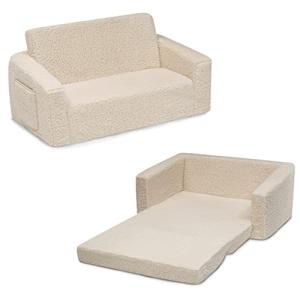 Delta Children Cozee Flip-Out Sherpa 2-in-1 Convertible Sofa to Lounger for Kids, Cream from Delta Children
