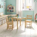 Flash Furniture Kids Solid Hardwood Table and Chair Set for Playroom, Bedroom, Kitchen - 3 Piece Set - Natural by Flash Furniture