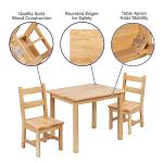 Flash Furniture Kids Solid Hardwood Table and Chair Set for Playroom, Bedroom, Kitchen - 3 Piece Set - Natural by Flash Furniture