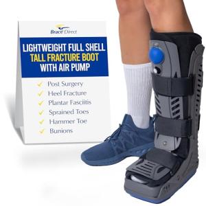 Lightweight Medical Full Shell Walking Boot with Air Pump- Tall- Orthopedic Cam Boot for Foot Pain Recovery, Sprained Ankle, Stress Fracture, Broken Foot, Achilles Tendonitis by Brace Direct from Brace Direct