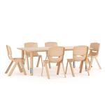 Flash Furniture 23.625"W x 47.25"L Rectangular Natural Plastic Height Adjustable Activity Table Set with 6 Chairs by Flash Furniture