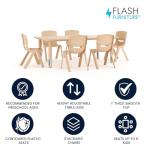 Flash Furniture 23.625"W x 47.25"L Rectangular Natural Plastic Height Adjustable Activity Table Set with 6 Chairs by Flash Furniture
