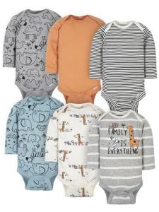 Gerber Baby Boys' 6-Pack Long-Sleeve Onesies Bodysuit, Jungle Blue, 3-6 Months from Gerber
