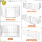 COMOMY 198" Baby Gate Extra Wide, Dog Gate Pet Gate for House Stairs Doorways Fireplace, Adjustable 3 in 1 Play Yard Child Safety Gate, Auto Close, Hardware Mounted (30" Tall, White) by 