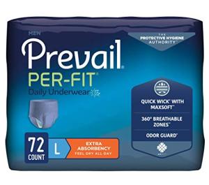Prevail Per-Fit Incontinence Protective Underwear for Men, Extra Absorbency, Large, 72 Count by Prevail