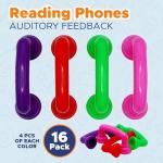 4E's Novelty Read to Self Phone, Whisper Phones for Reading [16 Pack] Auditory Feedback, Hear Myself Sound Phone - Accelerate Reading Fluency, Comprehension & Pronunciation - Speech Therapy Toys by 4E's Novelty