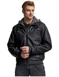 Wantdo Men's PU Leather Jacket Lightweight Hooded Biker Coat Small Black(Thick) by 