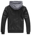 Wantdo Men's PU Leather Jacket Lightweight Hooded Biker Coat Small Black(Thick) by 