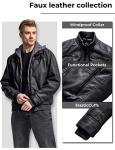 Wantdo Men's PU Leather Jacket Lightweight Hooded Biker Coat Small Black(Thick) by 