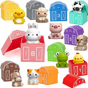 Learning Toys for 1,2,3 Year Old Toddlers, 20Pcs Farm Animals Toys Montessori Counting, Matching & Sorting Fine Motor Games, Christmas Birthday Easter Gift for Baby Boys Girls Age 12-18 Months from Aigybobo