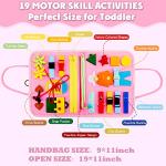Guolely Busy Board Montessori Toy for 1 2 3 4 Year Old Toddlers - Educational Activity Developing Sensory Board for Basic Dress Fine Motor Skills - Travel Toys for Plane Car, Gift for Boys Girls by Guolely