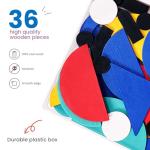 LIKEE Wooden Pattern Blocks Animals Jigsaw Puzzle Sorting and Stacking Games Montessori Educational Toys for Toddlers Kids Boys Girls Age 3+ Years Old (36 Shape Pieces& 60 Design Cards in Iron Box) from LiKee