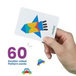 LIKEE Wooden Pattern Blocks Animals Jigsaw Puzzle Sorting and Stacking Games Montessori Educational Toys for Toddlers Kids Boys Girls Age 3+ Years Old (36 Shape Pieces& 60 Design Cards in Iron Box) from LiKee