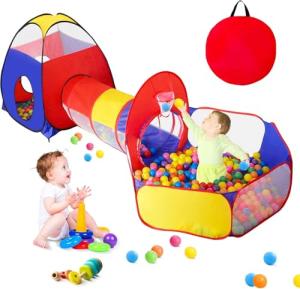 GeerWest 3 in 1 Kids Play Tent for Toddler with Baby Ball Pit and Play Tunnel, Children Indoor Outdoor Playhouse with Climbing Tunnel Toy for Toddlers, Boys and Girls Best Birthday Gifts from Dongguan Wobei Leisure Products Co., Ltd