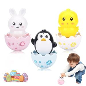 Lukax Roly Poly Baby Toys 6 to 12 Months, Tummy Time Musical Wobbler Toys, Penguin Bunny Tumbler Wobbler Toys for Toddler Boy Girl Gifts by Lukax