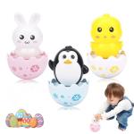 Lukax Roly Poly Baby Toys 6 to 12 Months, Tummy Time Musical Wobbler Toys, Penguin Bunny Tumbler Wobbler Toys for Toddler Boy Girl Gifts by Lukax