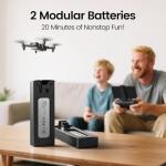 DEERC D20 Mini Drone for Kids with 720P HD FPV Camera Remote Control Toys Gifts for Boys Girls with Altitude Hold, Headless Mode, One Key Start Speed Adjustment, 3D Flips 2 Batteries, Black from DEERC