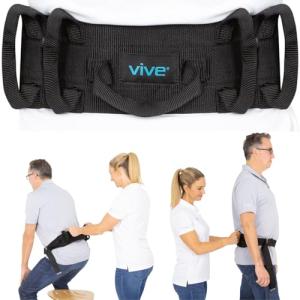 Vive Transfer Belt with Handles - Medical Nursing Safety Gait Patient Assist - Bariatric, Pediatric, Elderly, Handicap, Occupational & Physical Therapy - PT Gate Strap Quick Release Metal Buckle by Vive Health