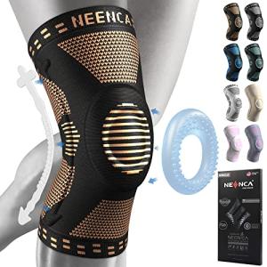 NEENCA Copper Knee Sleeves, Professional Knee Brace with Patella Gel Pads & Side Stabilizers, Premium Compression Support for Knee Pain, Sports, Workout, Arthritis, ACL, Joint Pain Relief - Single by NEENCA