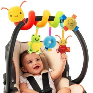 FPVERA Carseat Toys for Infants 0-6 Months Spiral Stroller Toys Newborn Toys, Plush Hanging Baby Rattle Sensory Toys 0-6 Months for Crib Mobile Bassinet for 0 3 6 9 12 Boys Girls Ideal Gifts by FPVERA