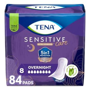TENA Intimates Overnight Absorbency IncontinenceBladder Control Pad with Lie Down Protection Packaging May Vary, White, 84 Count by Johnson & Johnson - Ketotifen