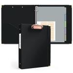 Ospelelf 3 Ring Binder 1 Inch, Cute Binder for Letter Size (11" x 8.5") with 5 Tab Dividers, File Folder Labels and Low Profile Clipboards, Black Binder for School Supplies and Office Supplies by Ospelelf