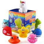 Bath Toys, 8 Pcs Light Up Floating Rubber Animal Toys Set, Flashing Color Changing Light in Water, Baby Infants Kids Toddler Child Preschool Bathtub Bathroom Shower Games Swimming Pool Party from JASNKKONT