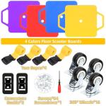 Sports Scooter Board with Handles Set of 4, Floor Scooter Board Sitting Scooter for Kids, Fun Scoot Board with Non-Marring Plastic Casters, Kids Indoor Outdoor Activities Play Equipment, 12 Inches by BOBOKA