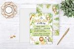 Jungle Baby Shower Invitations, Safari Elephant, Giraffe, Lion and Monkey Baby Shower Invites with Diaper Raffles Cards, Sprinkle, 20 Invites Including Envelopes from Your Main Event Prints