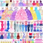 42 PCS Doll Clothes and Accessories 3 PCS Fashion Dresses 4 Tops 4Pants 3 PCS Party Dresses 2 Sets Swimsuits Bikini 6 Braces Skirt 10 Hangers and 10 pcs Shoes for 11.5 inch Doll from BM