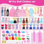 42 PCS Doll Clothes and Accessories 3 PCS Fashion Dresses 4 Tops 4Pants 3 PCS Party Dresses 2 Sets Swimsuits Bikini 6 Braces Skirt 10 Hangers and 10 pcs Shoes for 11.5 inch Doll from BM