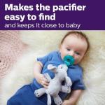 Philips Avent Soothie Snuggle Pacifier Holder with Detachable Pacifier, 0m+, Elephant, SCF347/03 from Philips Avent