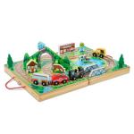 Melissa & Doug 17-Piece Wooden Take-Along Tabletop Railroad, 3 Trains, Truck, Play Pieces, Bridge - Wooden Train Sets For Kids Ages 3+ from Melissa & Doug