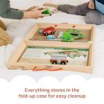 Melissa & Doug 17-Piece Wooden Take-Along Tabletop Railroad, 3 Trains, Truck, Play Pieces, Bridge - Wooden Train Sets For Kids Ages 3+ from Melissa & Doug