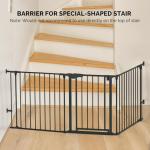 Bonnlo 122-Inch Wide Configurable Baby Gate Fireplace Safety Fence/Guard Adjustable 5-Panel Metal Play Yard for Toddler/Pet/Dog Christmas Tree Fence, Includes 4 Pack of Wall Mounts, Black from Bonnlo