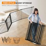 Bonnlo 122-Inch Wide Configurable Baby Gate Fireplace Safety Fence/Guard Adjustable 5-Panel Metal Play Yard for Toddler/Pet/Dog Christmas Tree Fence, Includes 4 Pack of Wall Mounts, Black from Bonnlo