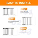 Bonnlo 122-Inch Wide Configurable Baby Gate Fireplace Safety Fence/Guard Adjustable 5-Panel Metal Play Yard for Toddler/Pet/Dog Christmas Tree Fence, Includes 4 Pack of Wall Mounts, Black from Bonnlo
