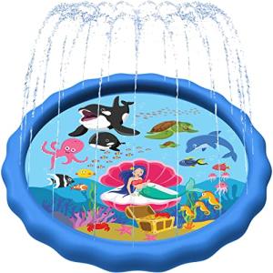 SplashEZ 89ââ Extra Large Splash Pad for Kids and Dogs Great Outdoor Toys for Toddlers 1-3 and Kids Ages 4-8 | Wading Pool for Backyard Sprinkler for Kids | Pool Plastic Dog Water Summer Toys from SplashEZ
